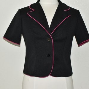 Vintage Black with Hot Pink Piping Button Up